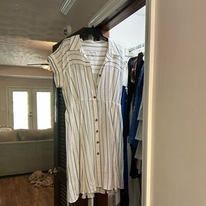 Size 14 Calvin Klein white striped dress